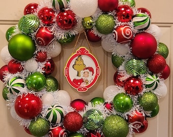 He's a Mean One Grinch Door Wreath (choose your centerpiece)