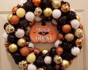 Trick Or Treat Candy Corn Halloween Door Wreath