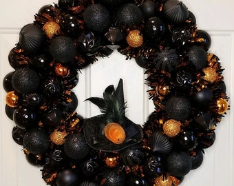 Halloween Witch Door Wreath- Black Witch