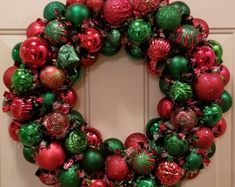 Red & Green Christmas Door Wreath