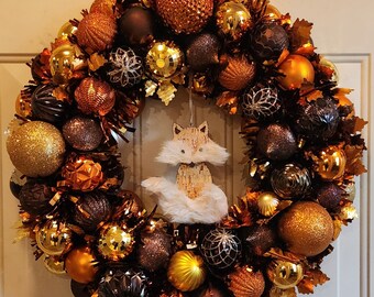 Fall Leaves Wreath- Woodland Fox