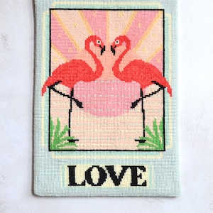 Set met tapijten/naaldpunten Flamingo Love