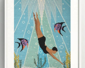 Deco Diver Needlepoint/Tapestry Kit