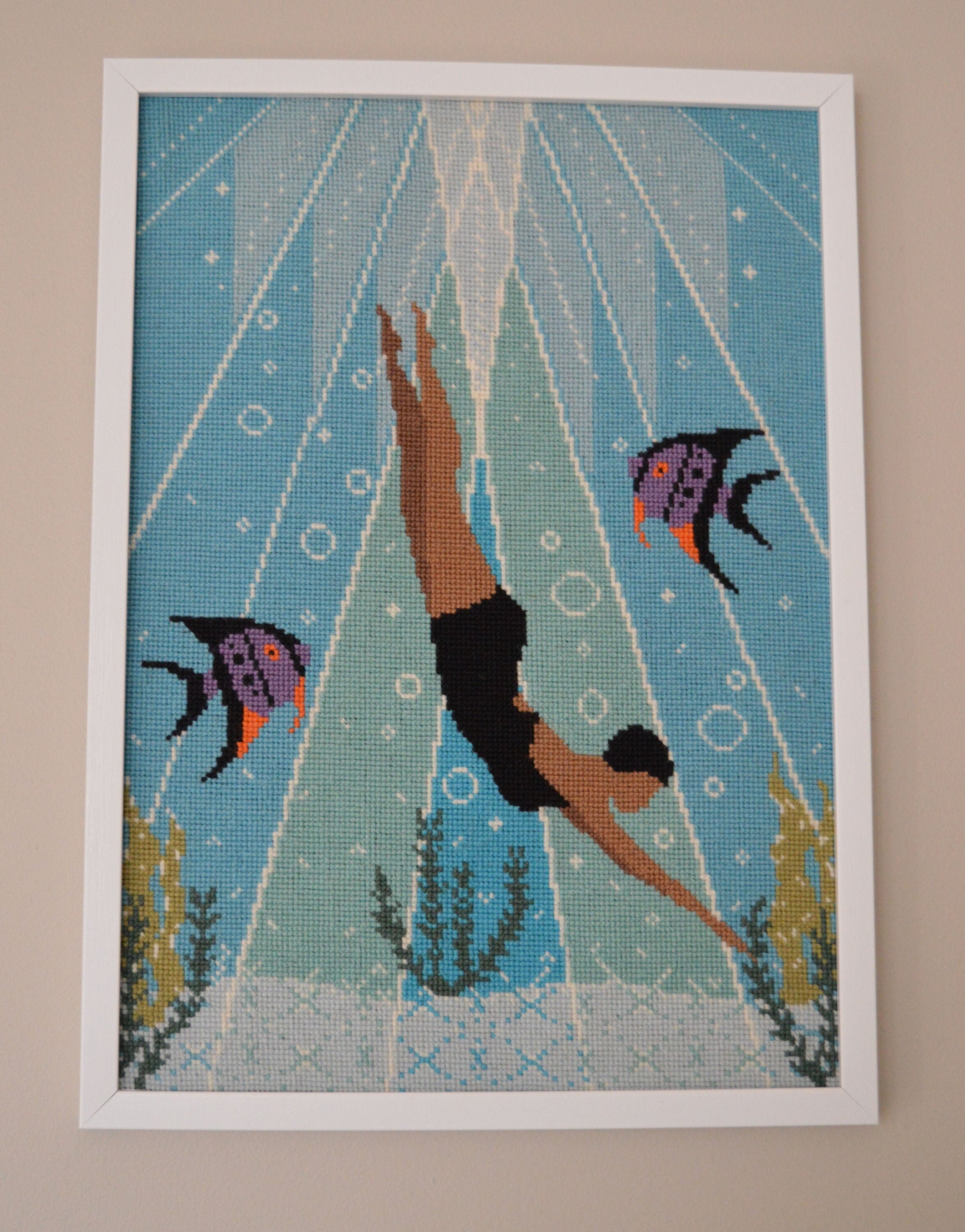 Deco Diver Cross Stitch Tapestry Kit – Thread and Mercury