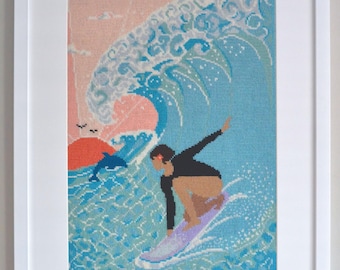 Kit de bordado/tapiz Sunset Surfer