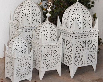 Moroccan Lanterns Boho Candle Holder,White Moroccan Candle Lanterns , Moroccan Lantern , Moroccan decor , Moroccan lamps, Garden Lantern