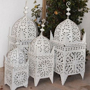 Lanterne marocchine Portacandele Boho, Lanterne marocchine bianche, Lanterna marocchina, Decorazioni marocchine, Lampade marocchine, Lanterna da giardino