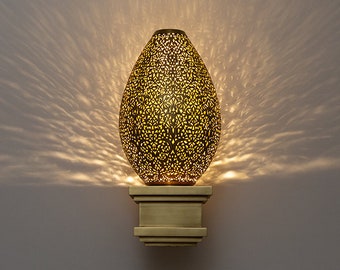 Handmade Moroccan Brass Wall Sconce, Intricate Lighting Decor