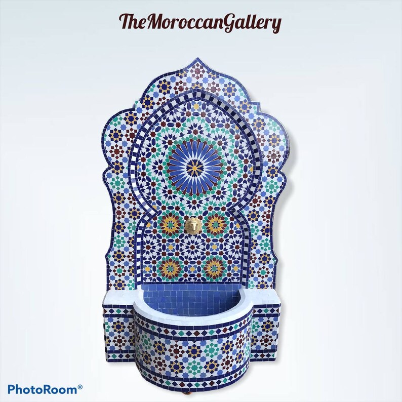 Moorish Mosaic Tile Fountain Authentic Zellige Fountain Etsy