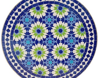 Handmade Moroccan Mosaic Table, Handcrafted Round Moroccan Outdoor/ Indoor Mosaic Table, Blue Moroccan bistro table made of Mosaic .