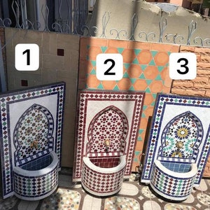 Big Moroccan Mosaic fountain , Authentic Handcrafted water fountain , Gorgeous Moroccan patio and garden decor ,Multicolor fountain for home