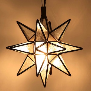 Christmas Ceiling STAR Lamp - Moroccan Pendant Fixtures - Handcrafted Hanging Moroccan Glass lamp , Luxury Outdoor/Indoor Lighting Decor