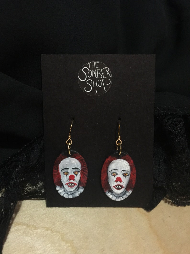 Hand Painted 1990 Pennywise Clay Earrings