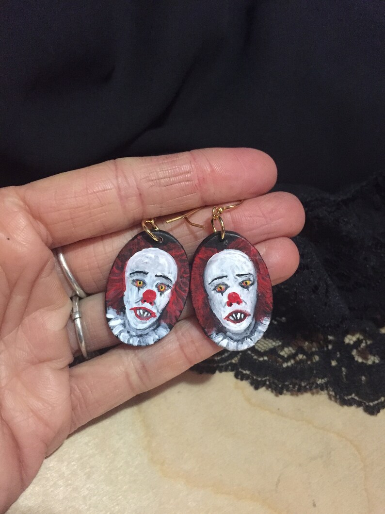 Hand Painted 1990 Pennywise Clay Earrings