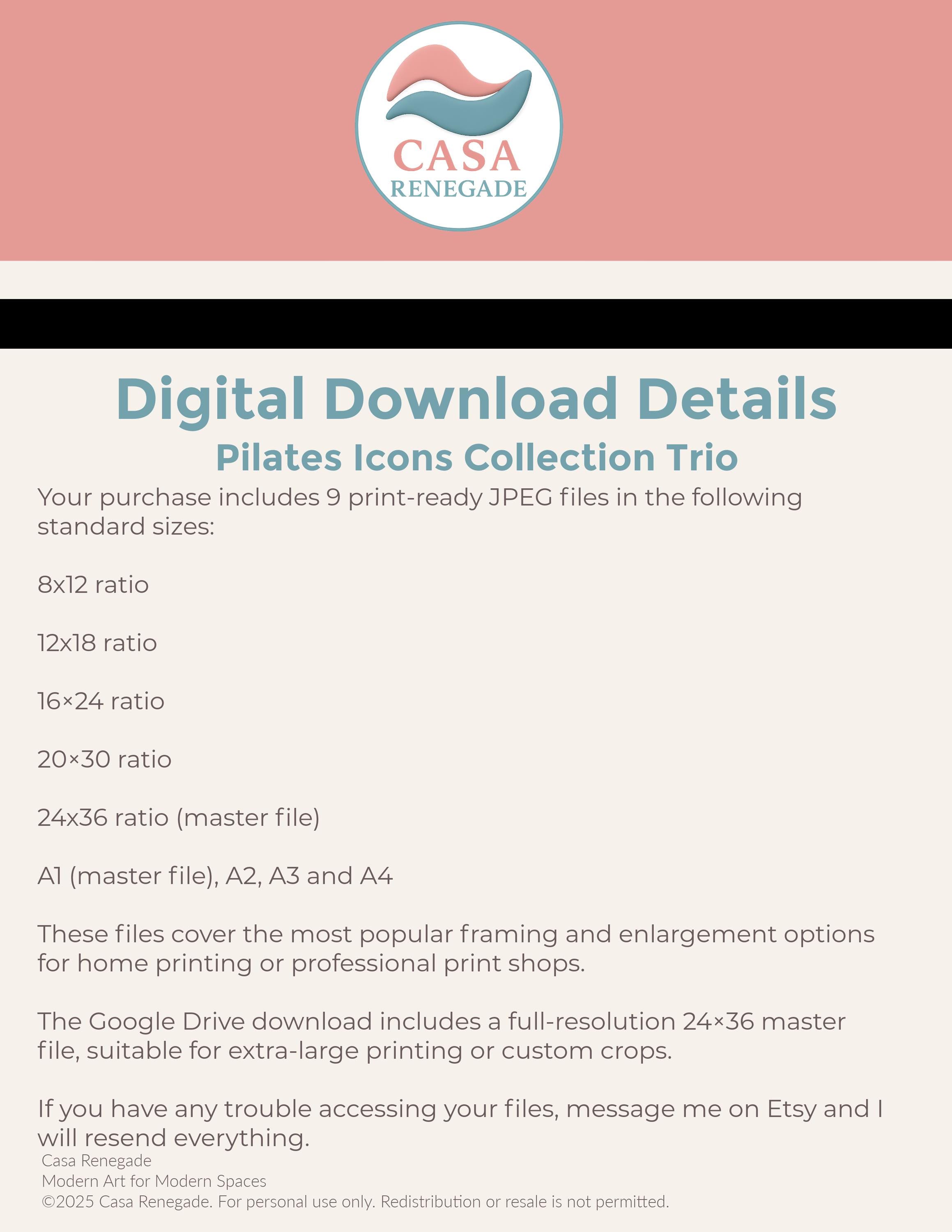 Printable Pilates Wall Art Set of 3, Minimalist Pilates Icons, Instant ...