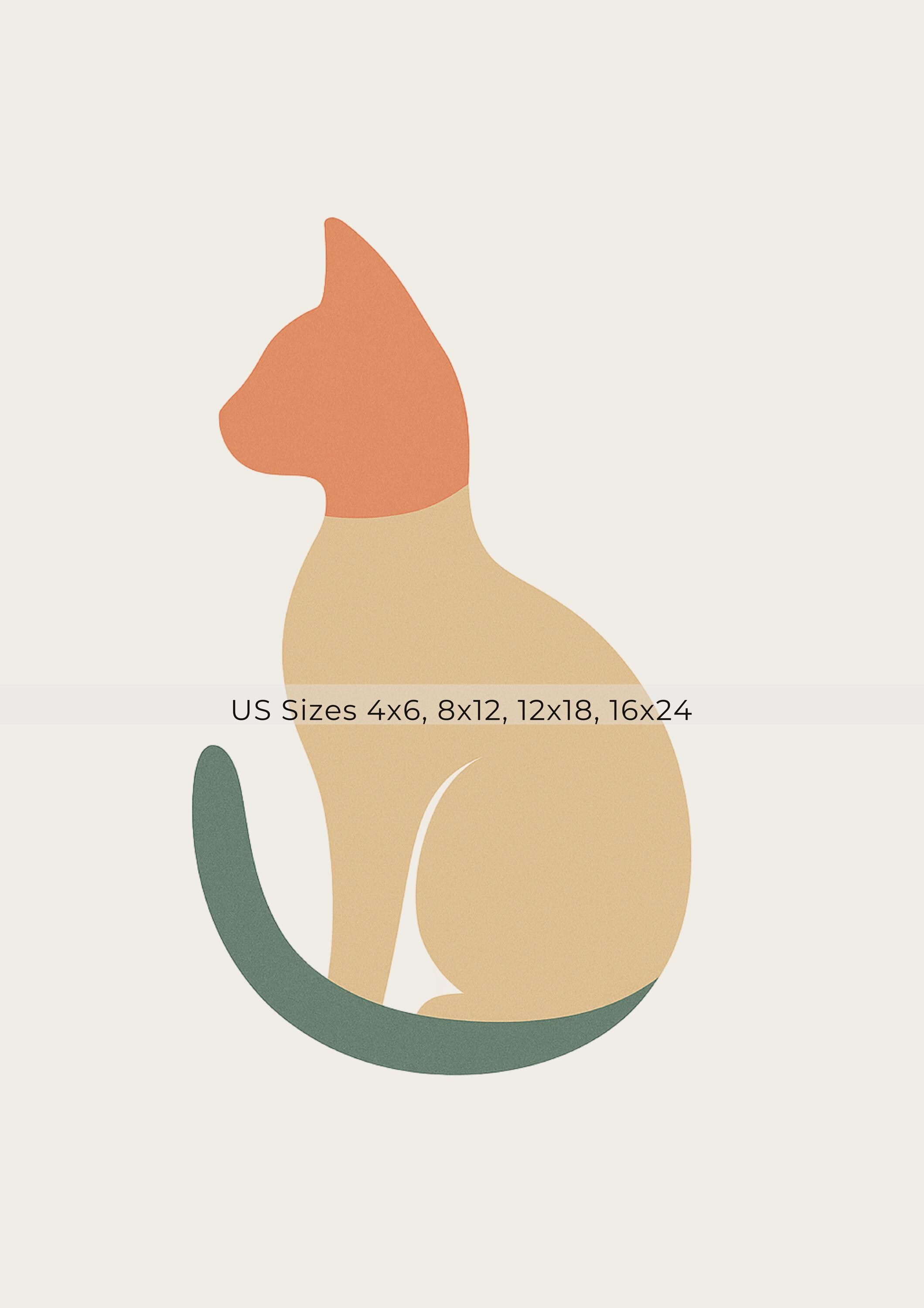 Minimalist Cat Wall Art Set of 3, Neutral Cat Prints, Scandinavian Cat ...