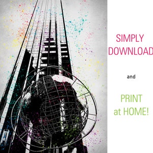 New York Columbus Circle Globe Sculpture Print Decor Poster Printable Wall Art Download
