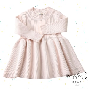 Baby Girls Knitted Dress - Baby Girl Dress Infant Toddler Ribbed Dress - Baby dress - Girl easter dress - new baby- baby easter dress