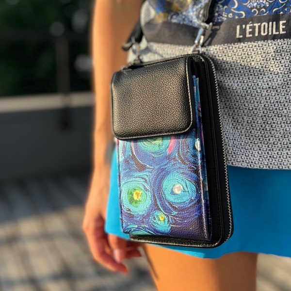 Van Gogh Starry Night art phone bag - wallet with credit card slots