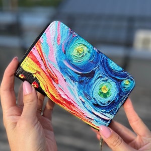 Van Gogh Starry Night middelgrote portemonnee met munt- en kaartvakken