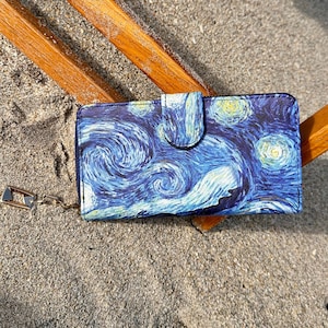 Vincent Van Gogh Starry Night große Geldbörse mit Karten- und Münzfächern