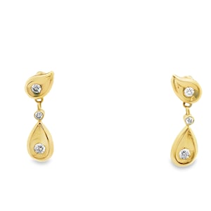 Cartier 1980s Diamond Drop Earrings in 18k Yellow Gold