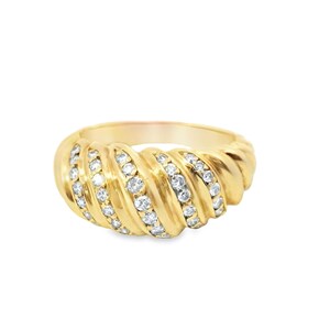 18k Yellow Gold  Cartier 1980s Swirl Diamond  Ring Serial No. 227550 - 6.80gram