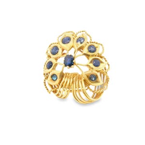 18k Yellow Gold  Cartier Monture Vintage Geometrical Sapphire Pin