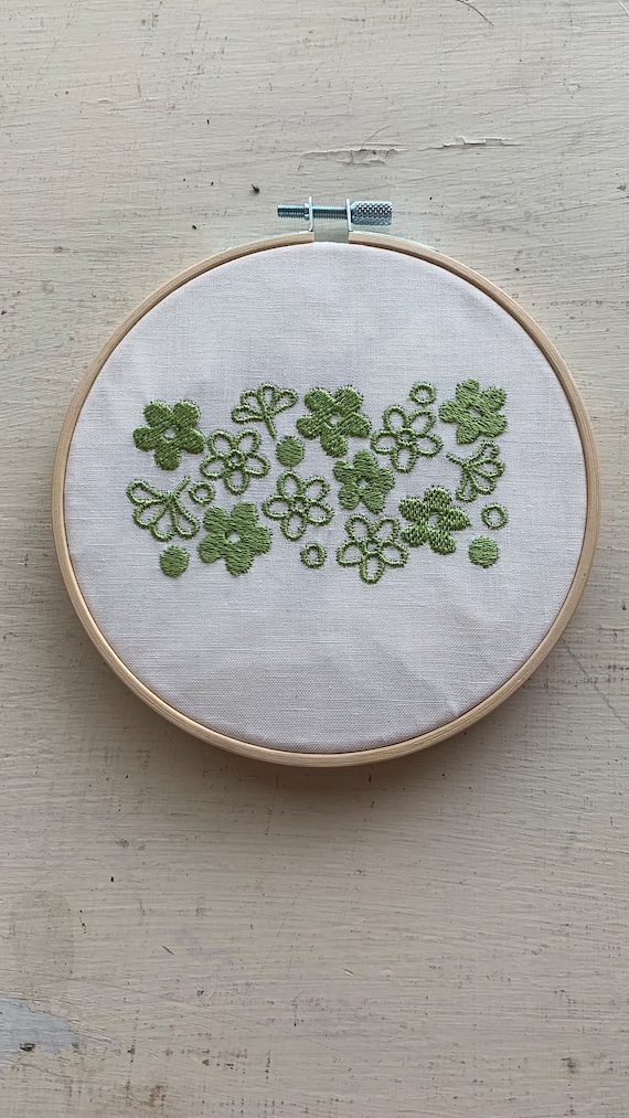 Embroidered Vintage Pyrex Spring Blossoms Wall Hanging 5" Hoop