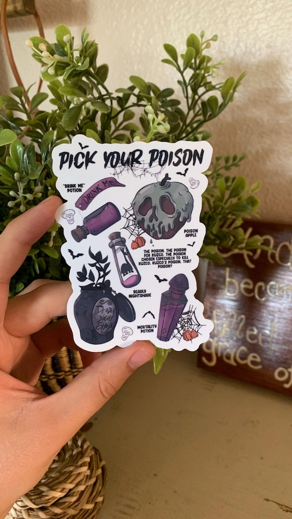 Pick Your Poison Halloween Sticker | Car and Laptop Size | Waterproof Sticker | Dishwasher Safe | Magical Stickers