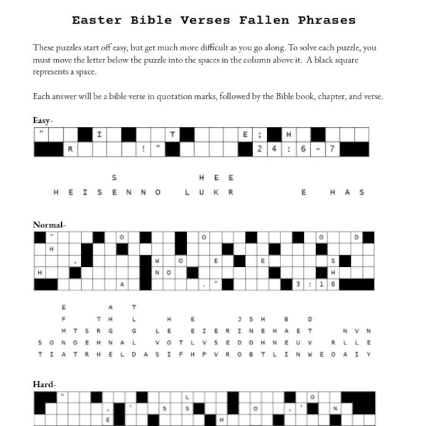 Easter Bible Verses Fallen Phrases Puzzle PDF