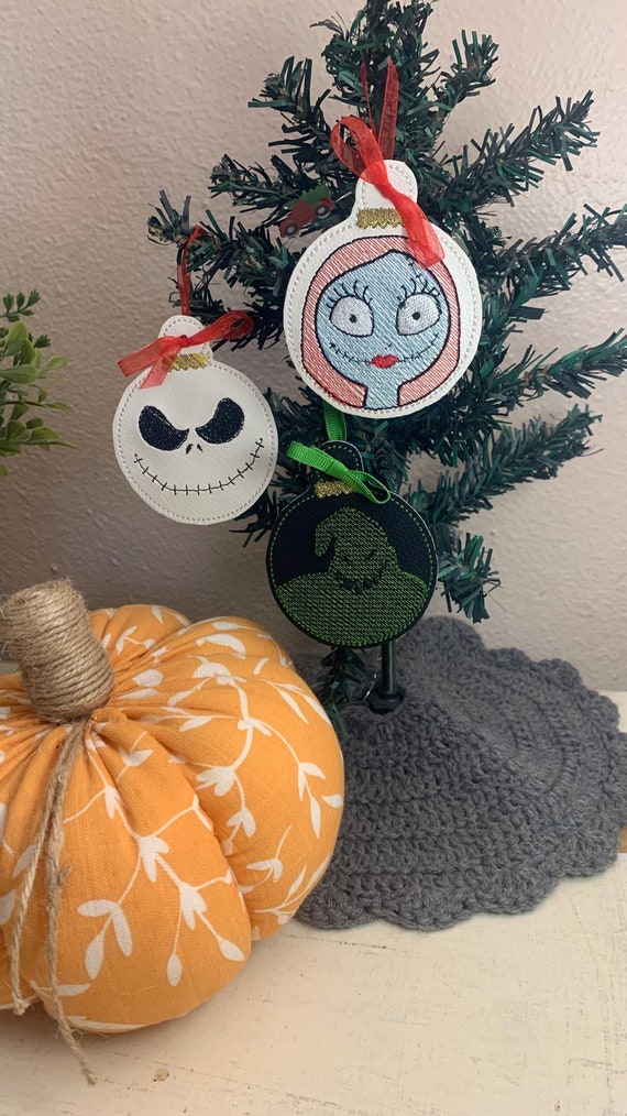 Nightmare Before Christmas Embroidered Ornaments: Jack, Sally, Oogie Boogie
