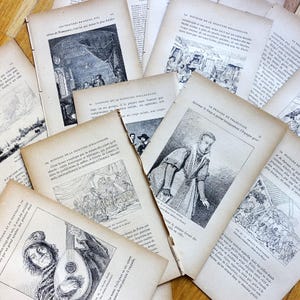 Paper Bundle - Lot 15 pages histoire de l'art français 1890 - Junk journal scrapbooking collages vintage  craft papier maché curiosité