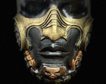 Máscara de guerrero azteca - Máscara tribal mexicana de media cara - Máscara de espíritu maya de resina hecha a mano - Máscara de arte popular - Guerrero precolombino