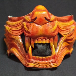 Fiery Wolf Oni berserk Menpo Mask Samurai fenrir
