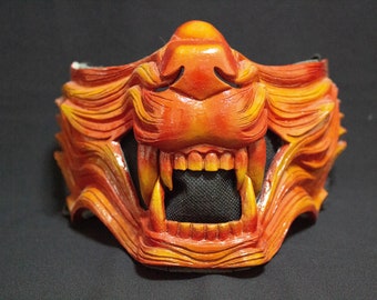Lobo ardiente Oni enloquecido Menpo Máscara Samurai fenrir