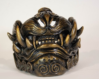 Máscara Kabuki de León Samurái - Réplica de Black Manmonster Hannya
