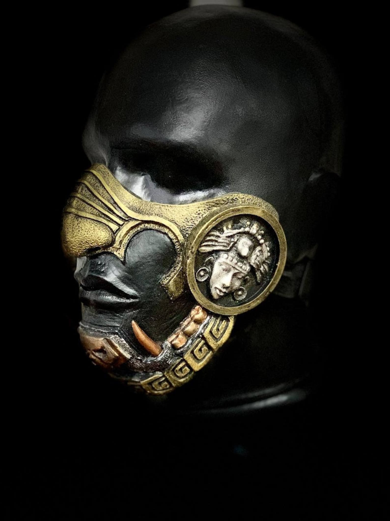 Aztec Warrior Mask - Ancient Mexican Tribal Half Face Mask ...
