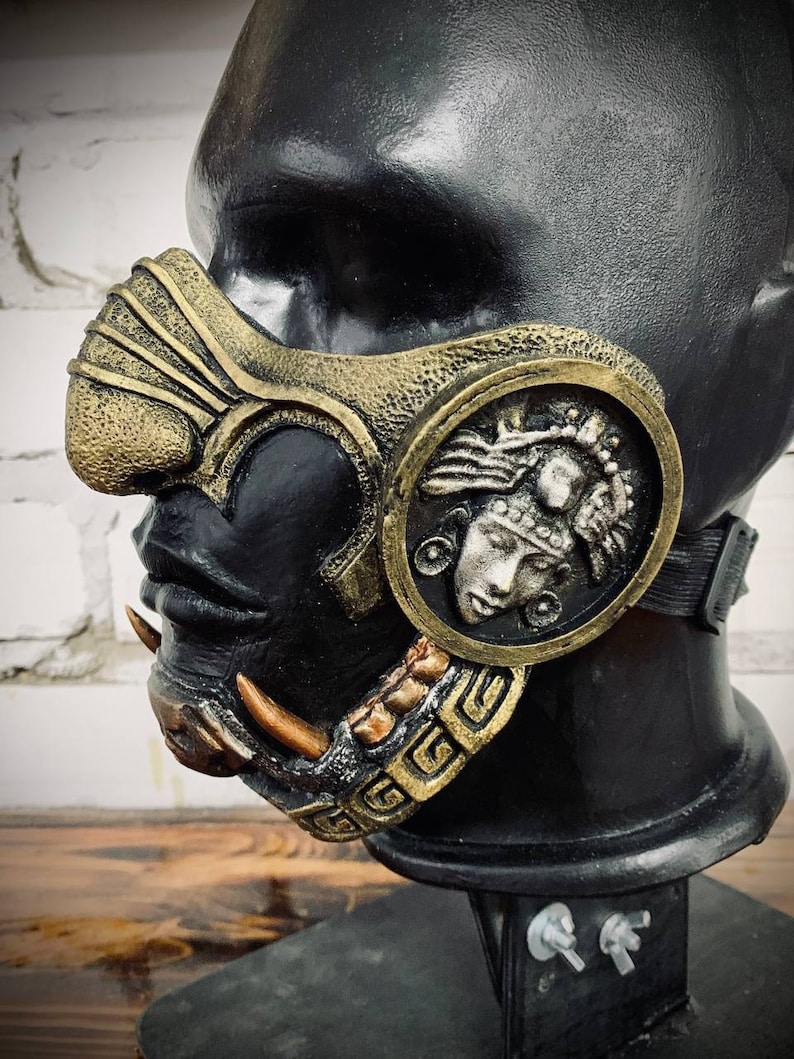 Aztec Warrior Mask - Ancient Mexican Tribal Half Face Mask ...