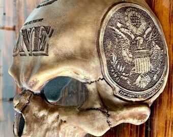 old bone human skull engraved dead president