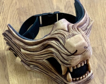 Máscara de lobo de hueso samurái