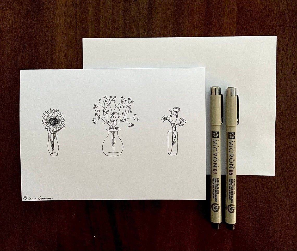 Blank Greeting Cards Ink Original Art Set of 4 Note Cards Etsy