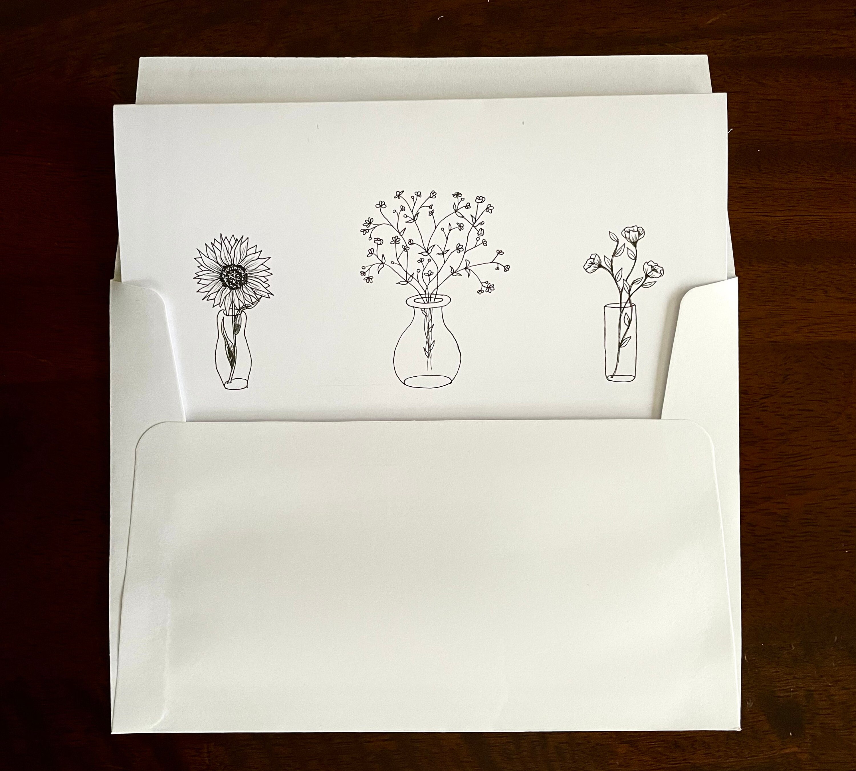 Blank Greeting Cards Ink Original Art Set of 4 Note Cards Etsy