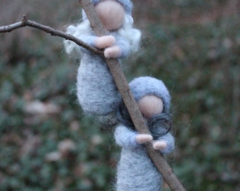 Pussy willow flower children felted Waldorf seasonal table