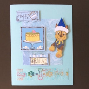 Tarjetas de cumpleaños con forma de cachorro. Con globos o estrellas. Interior en blanco. Selección de varios cachorros. Ver detalles del artículo.