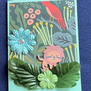 Jungle Animal Handmade Birthday Cards; Tiger, Monkey, Leopard (5x7 or 4x6)