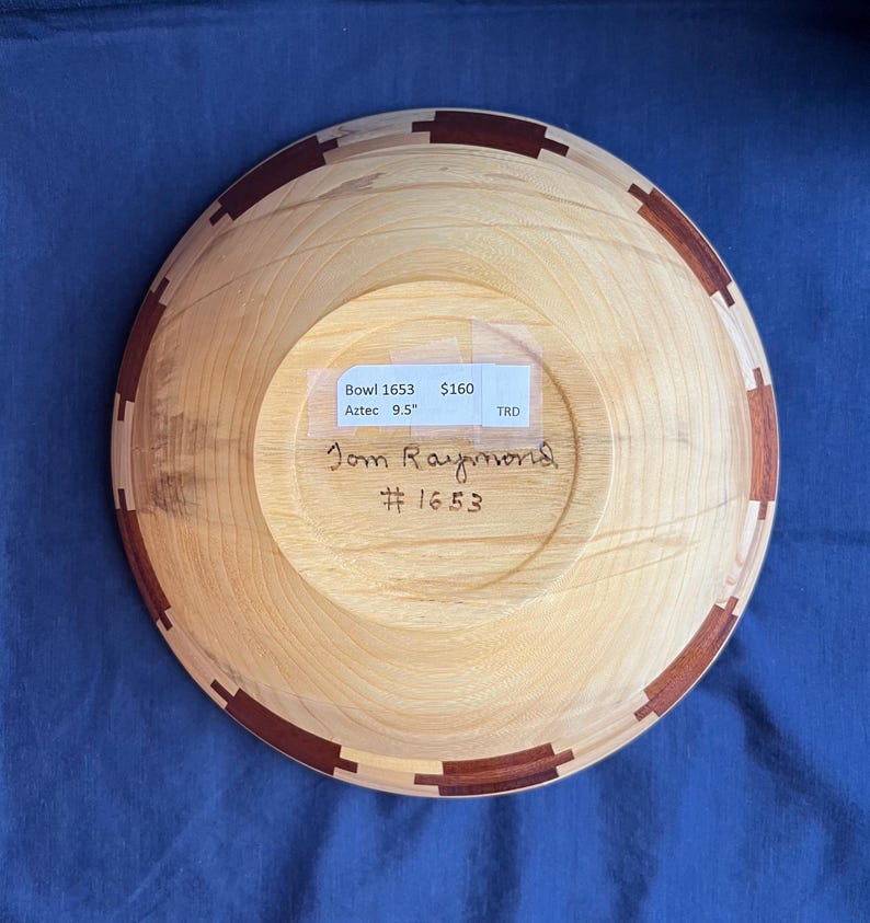 Southwest Aztec Wood Bowl: Segmented Ash, Birch, Maple, Mahogany, 9.5 or 10 inch diameter Bild 7