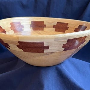 Southwest Aztec Wood Bowl: Segmented Ash, Birch, Maple, Mahogany, 9.5 or 10 inch diameter Bowl 1653 Aztec 9in
