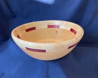 Neue Segmentierte Holzschalen: Lt. Holz mit Rotem Spectraply. Dot Border Esche Kirschbaumschale aus Walnuss. Apfel-Walnuss Kette Schale. 18 cm durchm. Siehe Details.