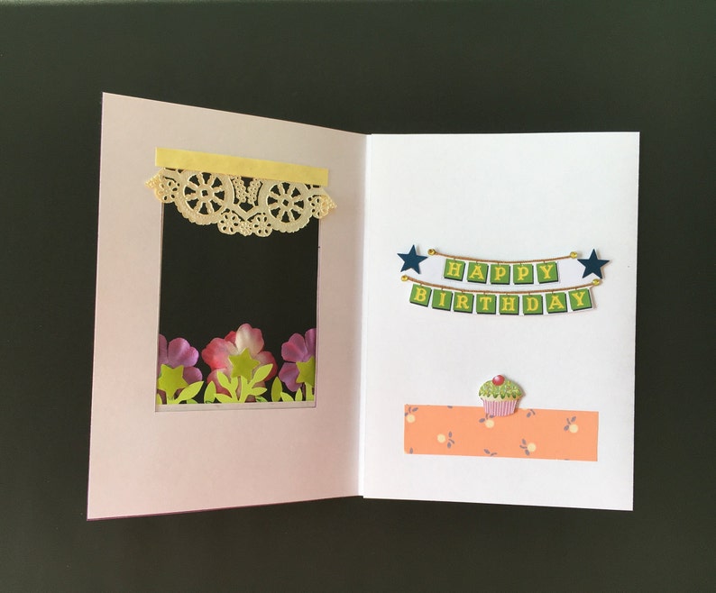 Flower Box Birthday Card, Open Window Design, See Item Details Etsy
